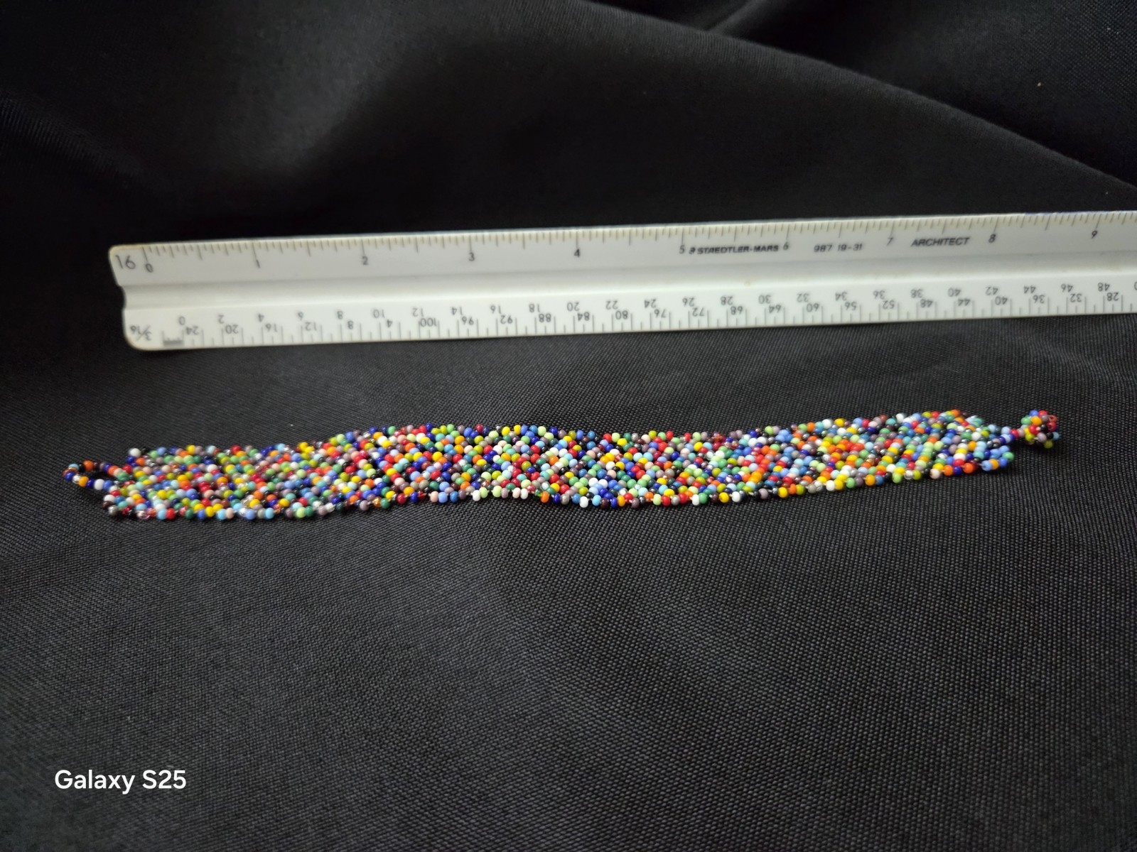 Multicolor Glass Seed Bead Beaded Bracelet Loop Closure Round Under 8 in