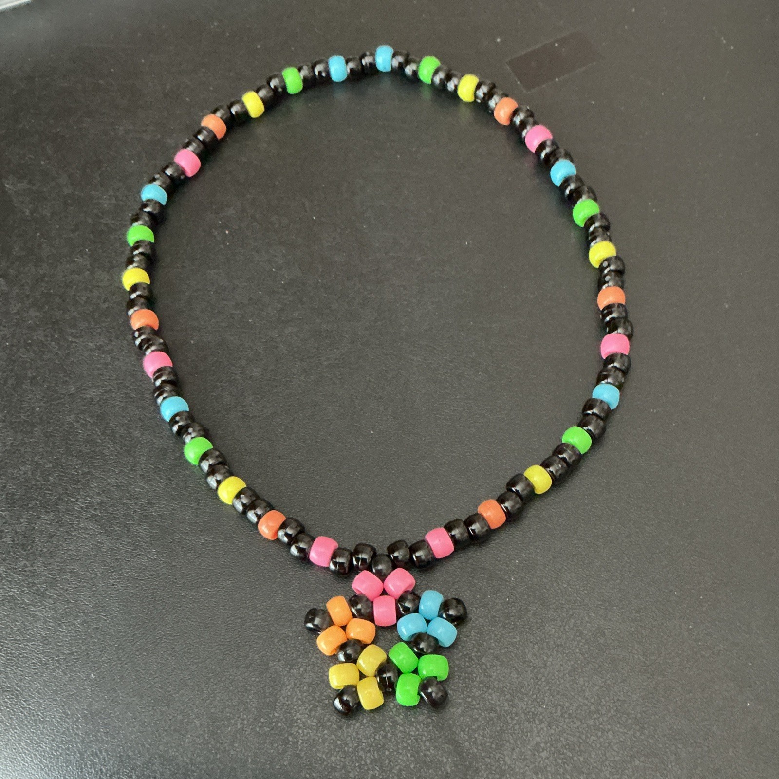 Multicolored Rainbow Star Kandi Necklace + FREEBIES!!