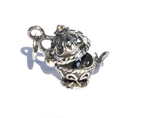 Sterling Silver Filigree Teapot Poison/Prayer Box Pendant