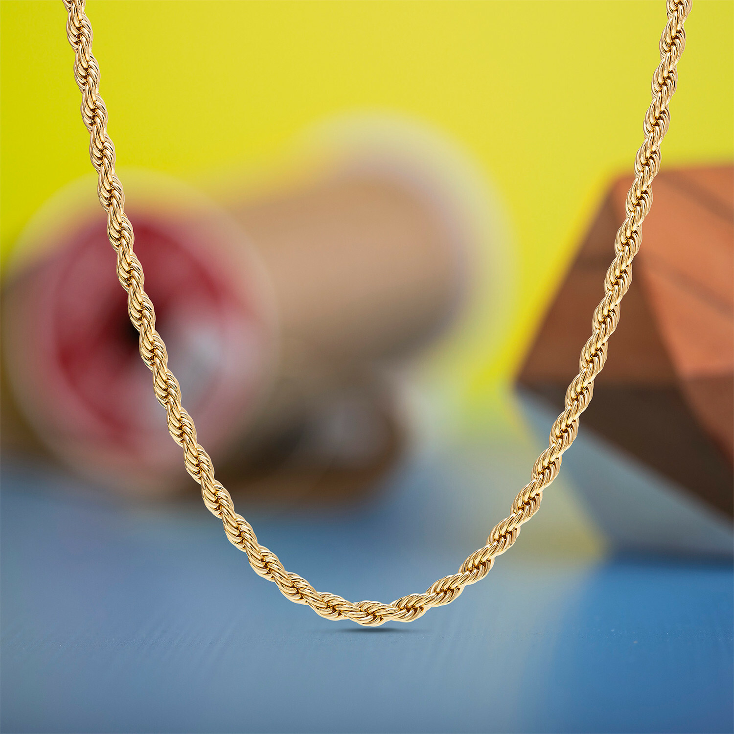 HEAVY 6MM THICK GOLD FILLED 18K Italy solid Rope necklace 24″ chain men women