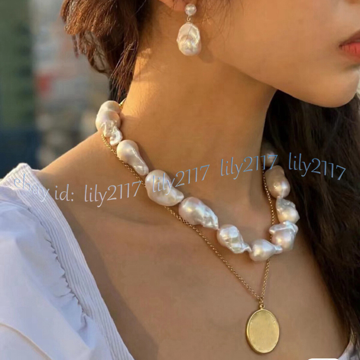 15-25MM REAL NATURAL WHITE FRESHWATER BAROQUE PEARL DANGLE SILVER STUD EARRINGS