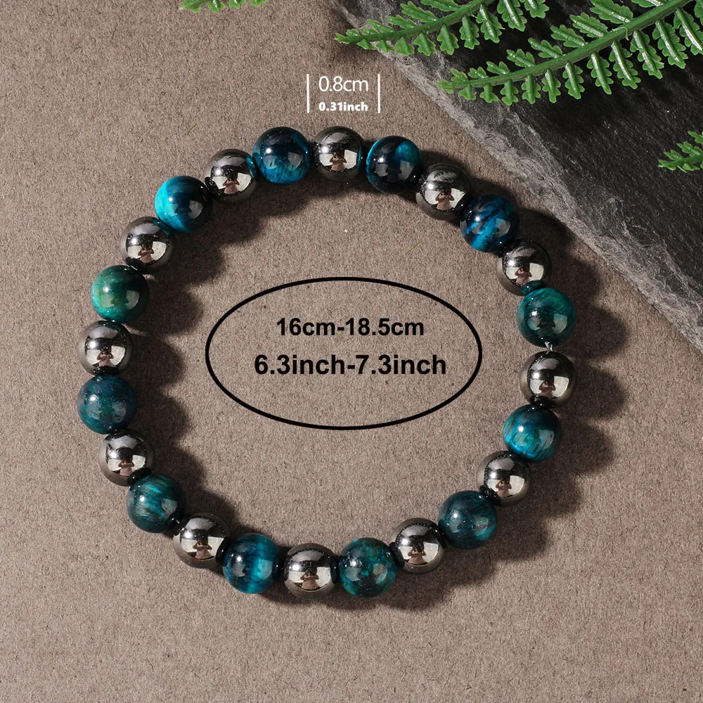 Handmade Blue Tigers Eye Natural Stone Stretch Beaded Money Attracting Jewelry