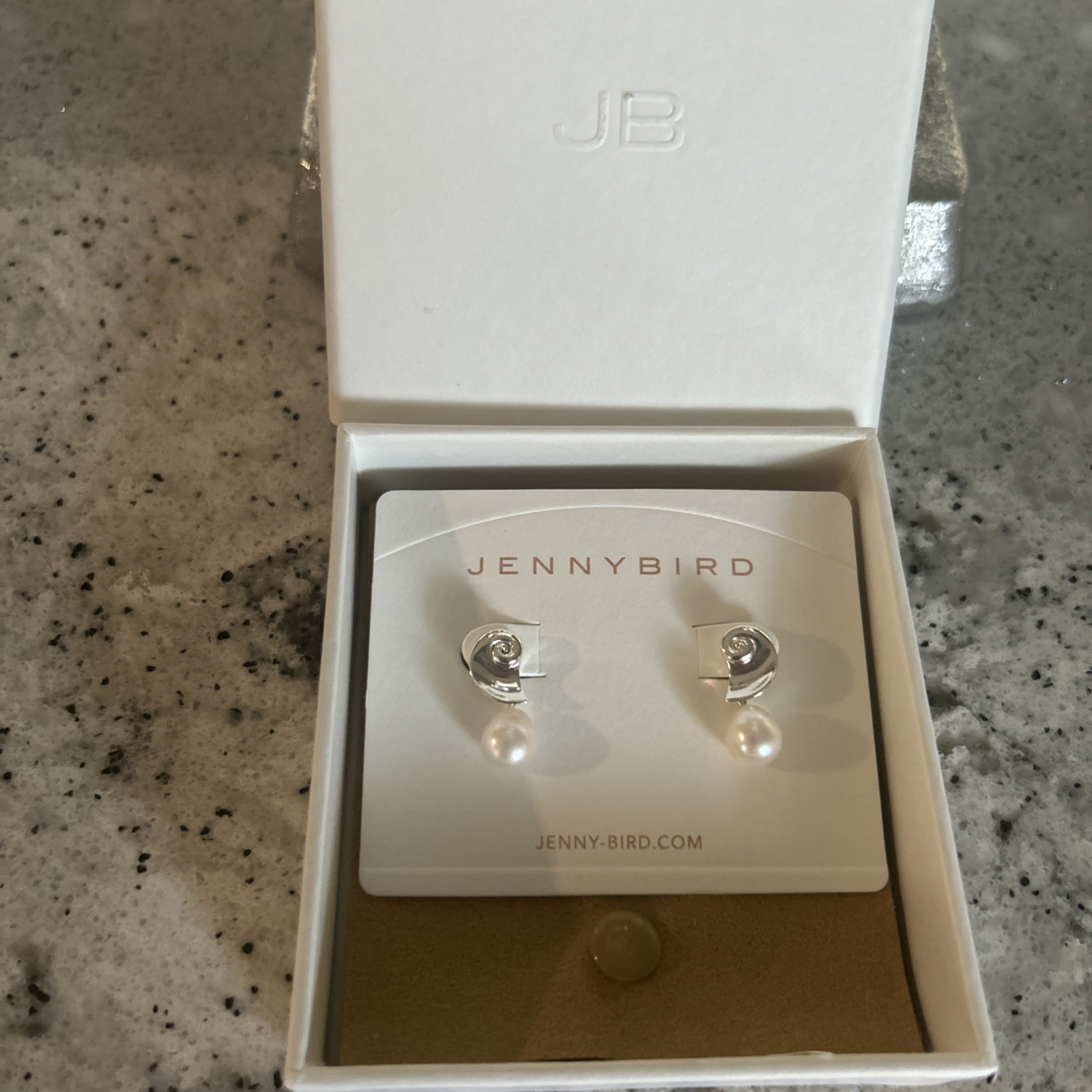 Jenny Bird Lucille Pearl Drop Earrings in High Polish Silver NIB $110
