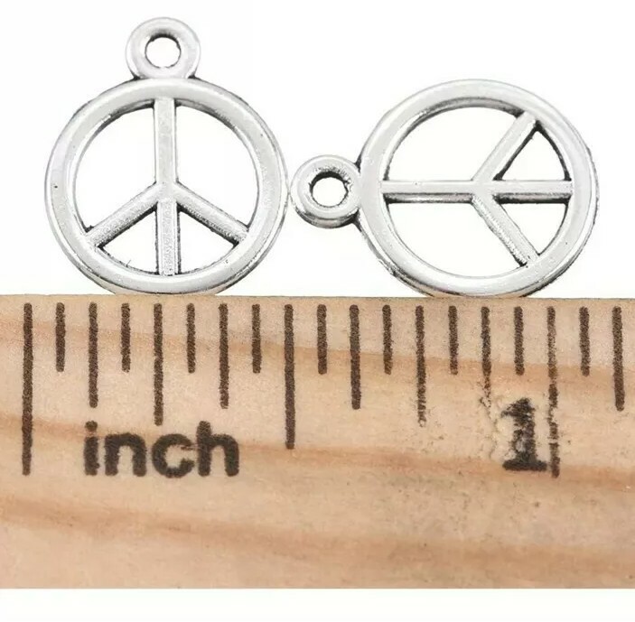 10 pcs Peace Signs Silver charms 15mm x 12mm new DIY dangle