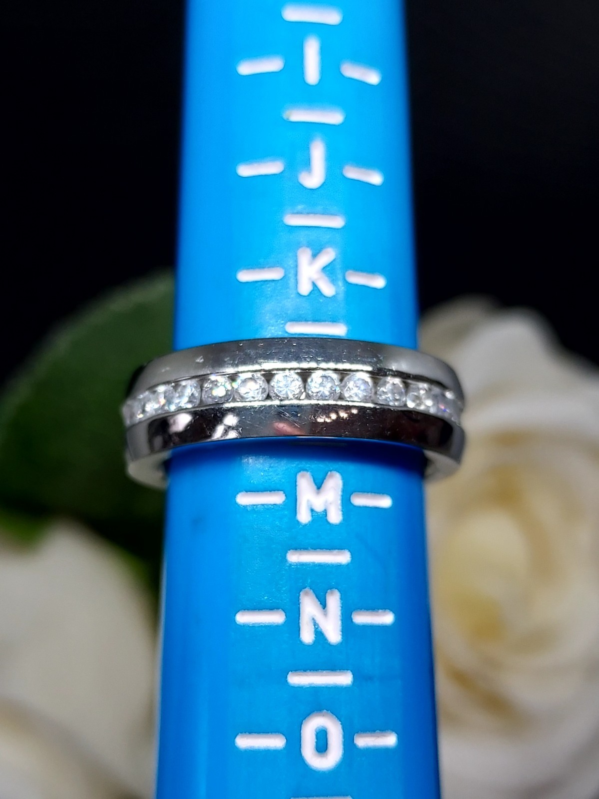 A Stunning S.Steel 5.5mm Wide Band With Channel Set Cubic Zirconia Uk Size L