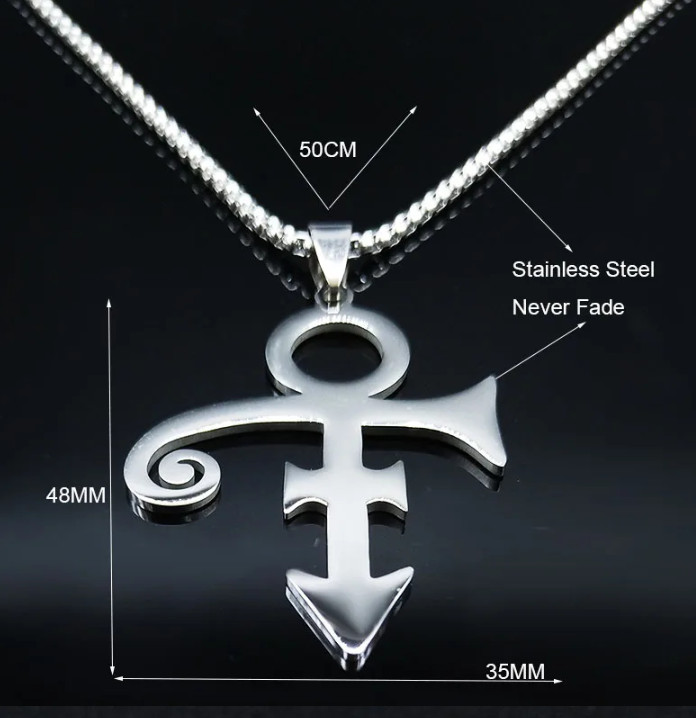 New Prince Love Symbol Necklace Large Stainless Pendant Peace Rip Memorial