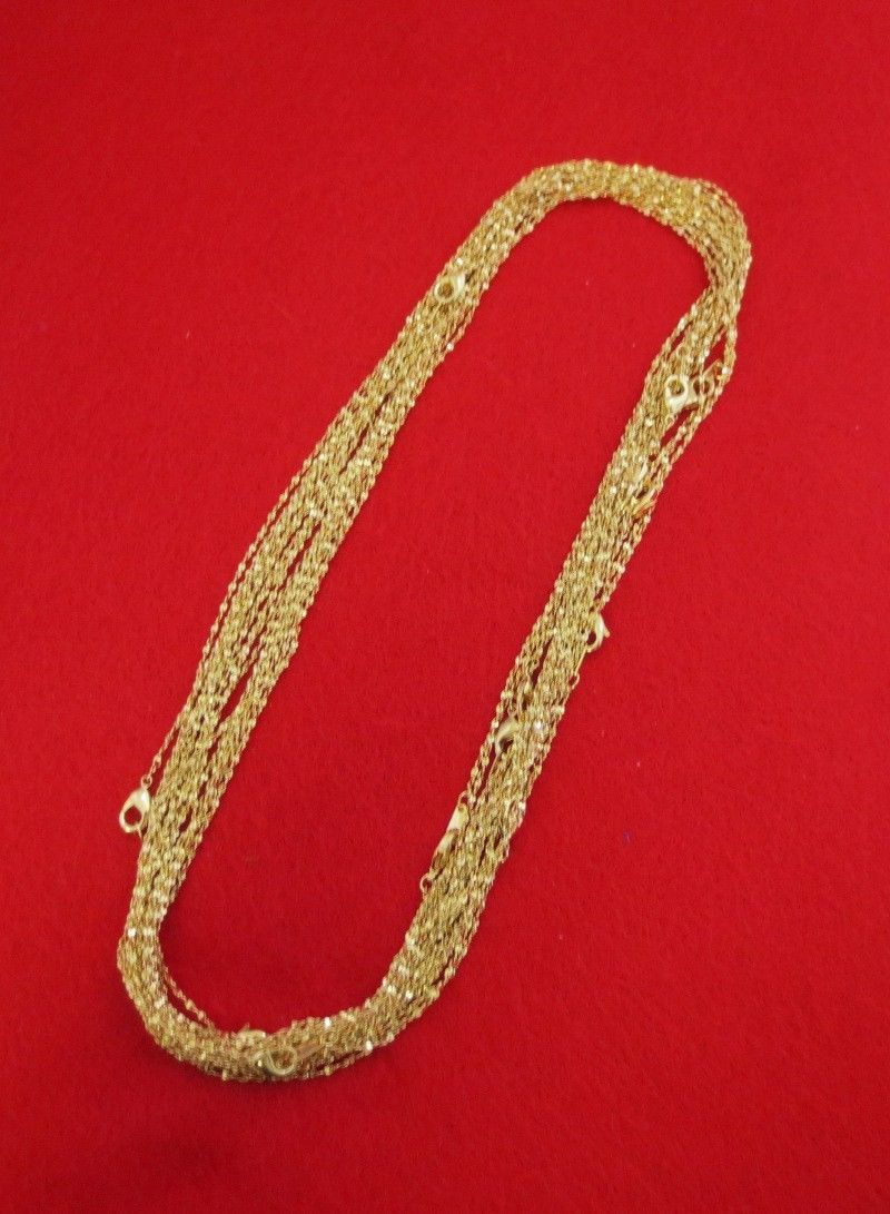 WHOLESALE LOT OF 50 14KT GOLD PLATED 18 INCH 1mm TWISTED NUGGET CHAINS
