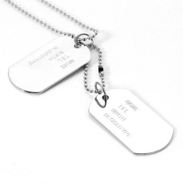 Collar Para Hombre Placa Del Ejército Militar Acero Inoxidable Colgante Regalo