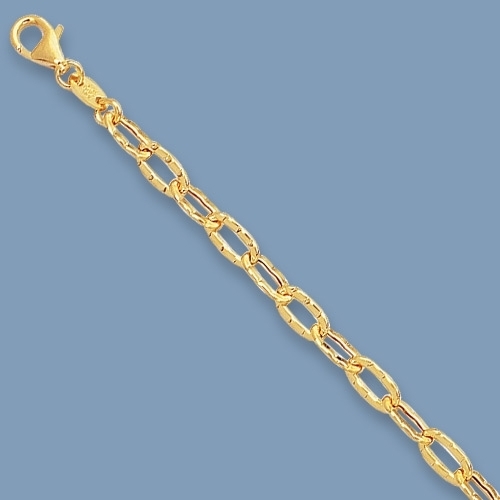 Hammered Oval Link Anklet Ankle Bracelet Lobster Clasp Real 14K Yellow Gold