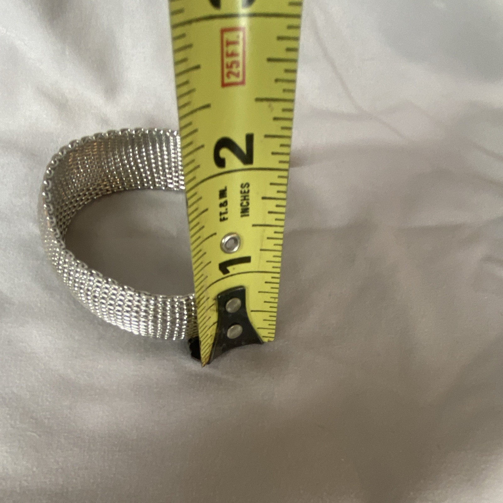 Silver-Tone Mesh Slip-On Bangle Bracelet, Metal, No Stone, Round Shape
