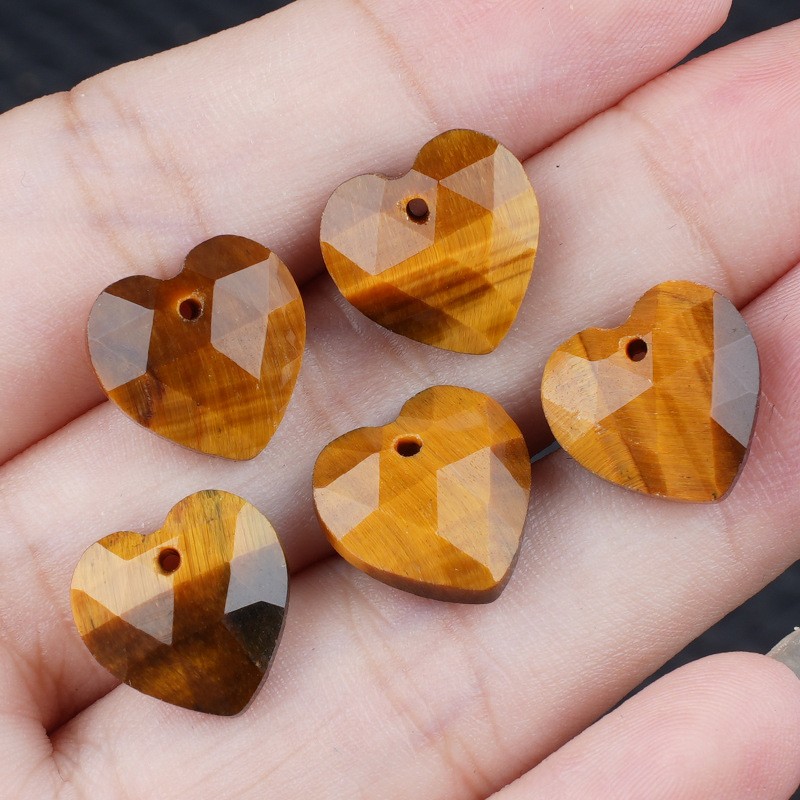 20pcs Mixed Natural Stone Heart Beads 13mm Pendants DIY Jewelry Making Bracelet