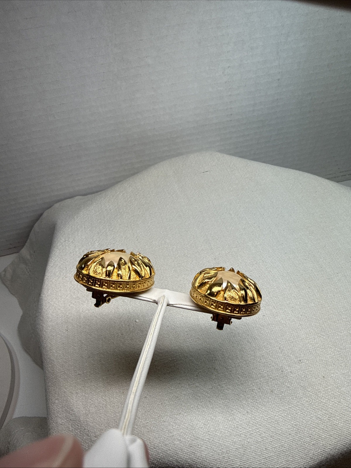 Fendi Faux Pearl Clip On Earrings Stunning!!