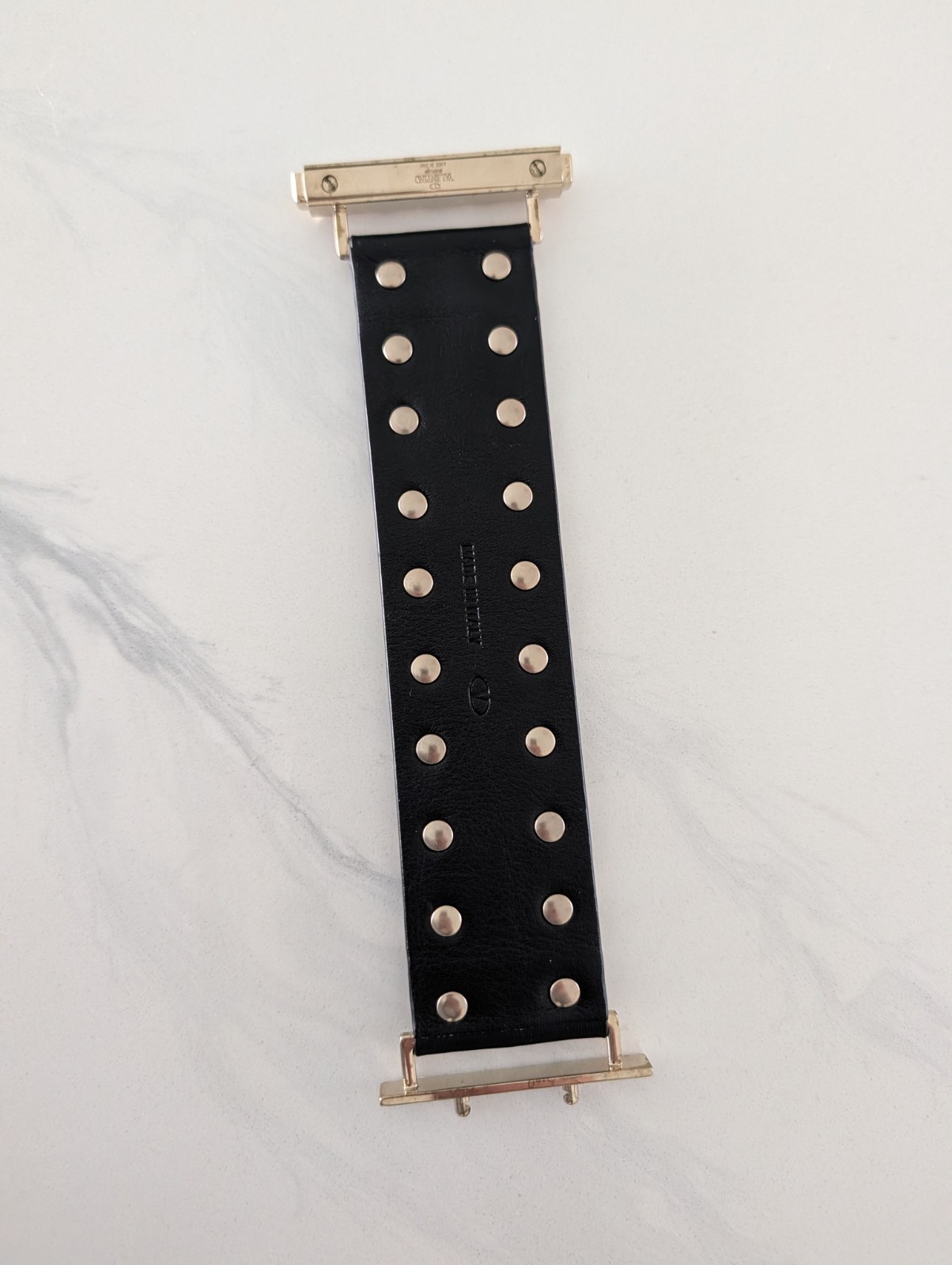 VALENTINO Black Leather Rockstud Wide Cuff Bracelet s Small