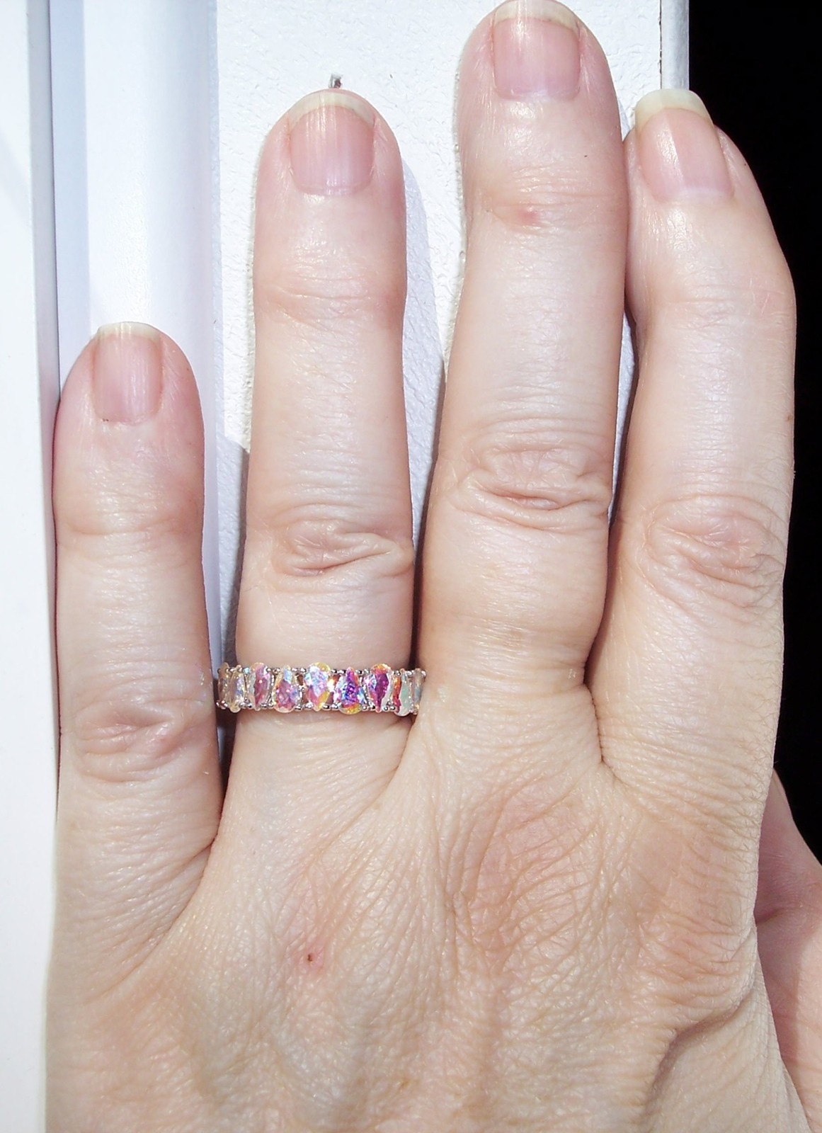 Simulated Mercury Mystic Topaz Ring Cubic Zirconia 925 Sterling Silver
