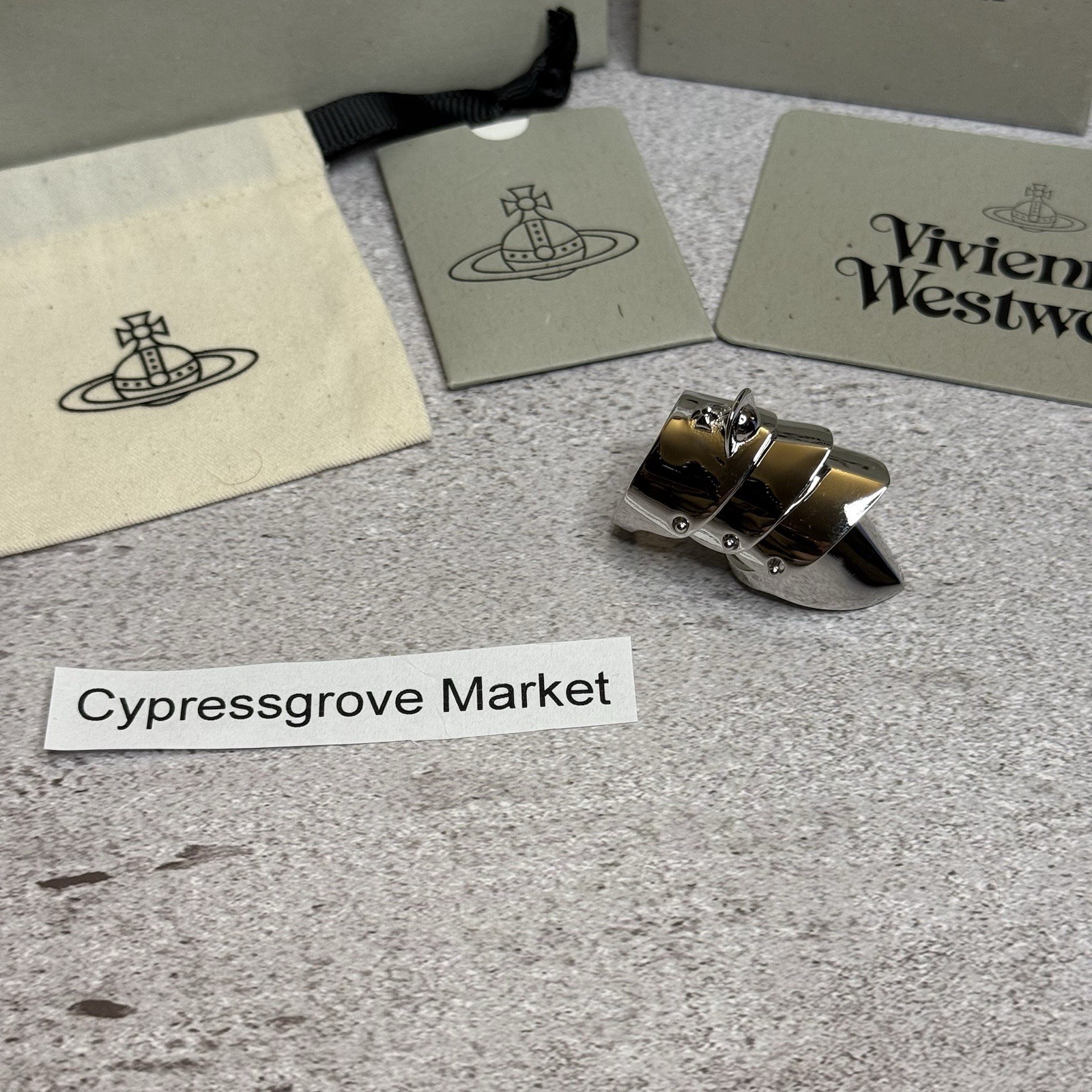 Used Vivienne Westwood Armor Ring Size 6/S WITH PACKAGING