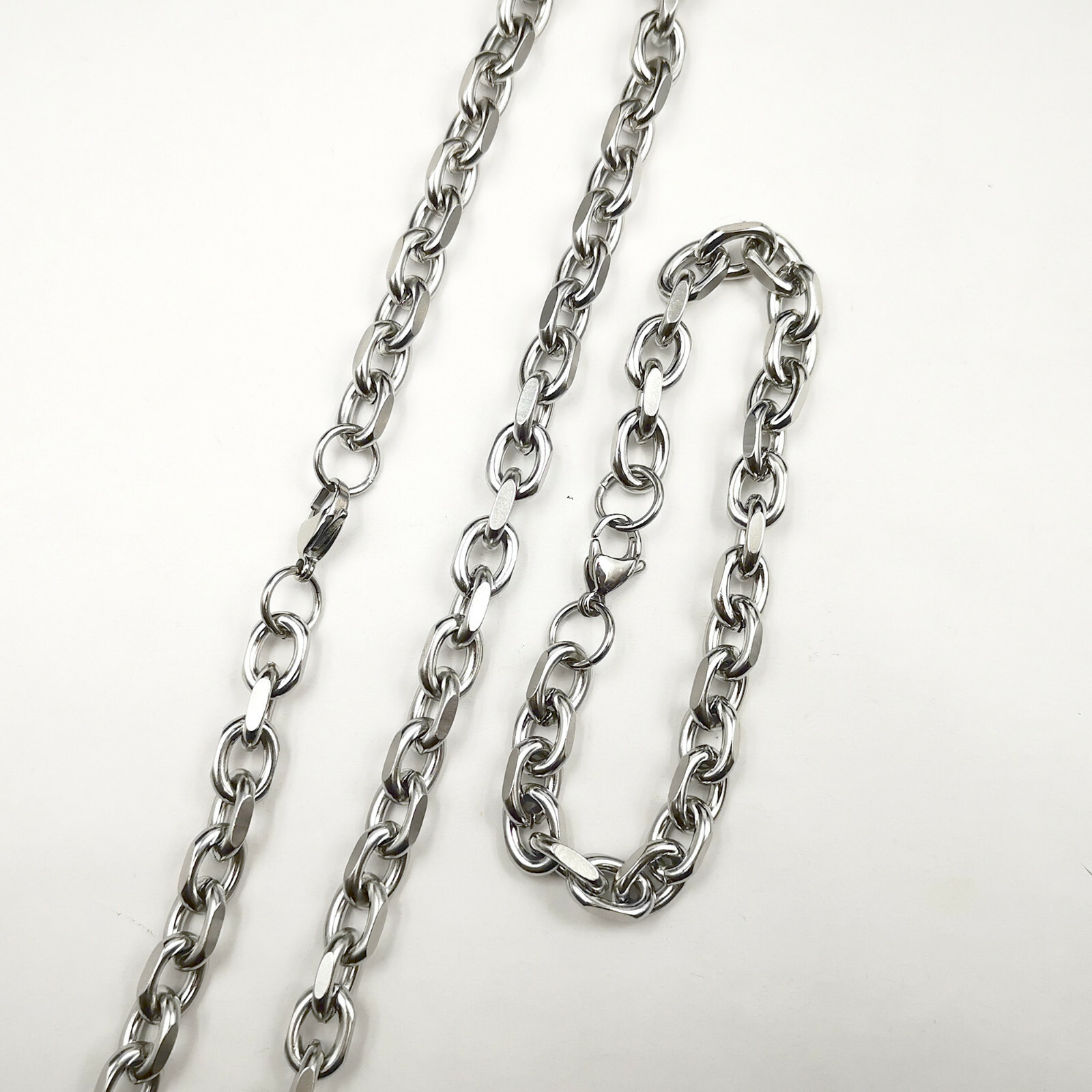 8mm Men’s Women bracelet / Anklets / necklace S.steel rollo polyhedral chain