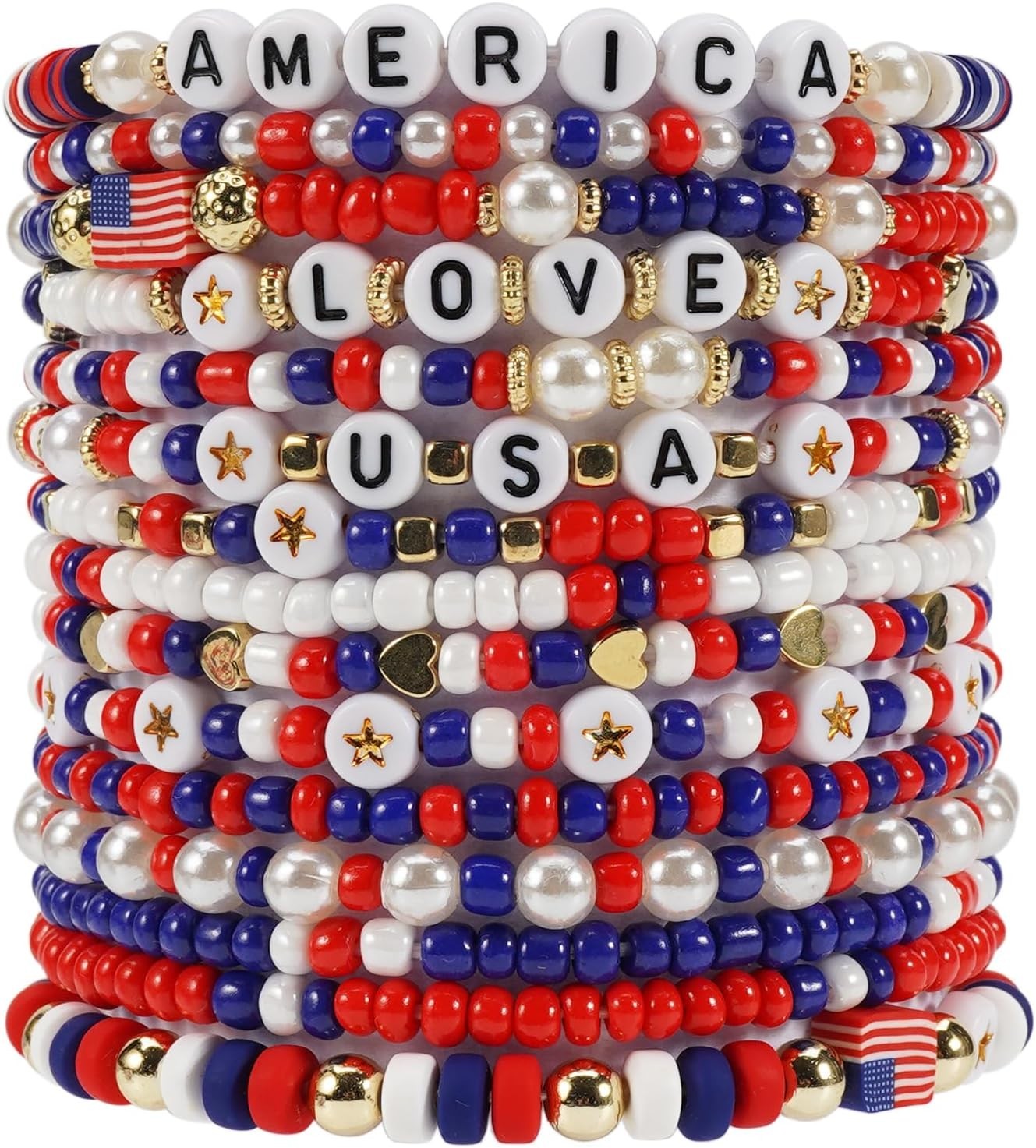 Versatile American Spirit Bracelet – Red, White & Blue Beads for All Occasions
