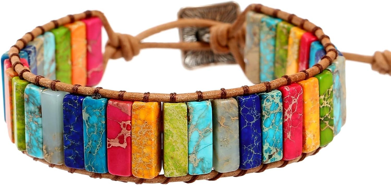 Handmade Boho Chakra Bracelet – Natural Stone & Crystal Wrap Jewelry