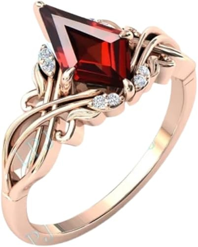 2carat Women’s Engagement Ring, Kite Cut Garnet Gemstone Bridal Ring for Women