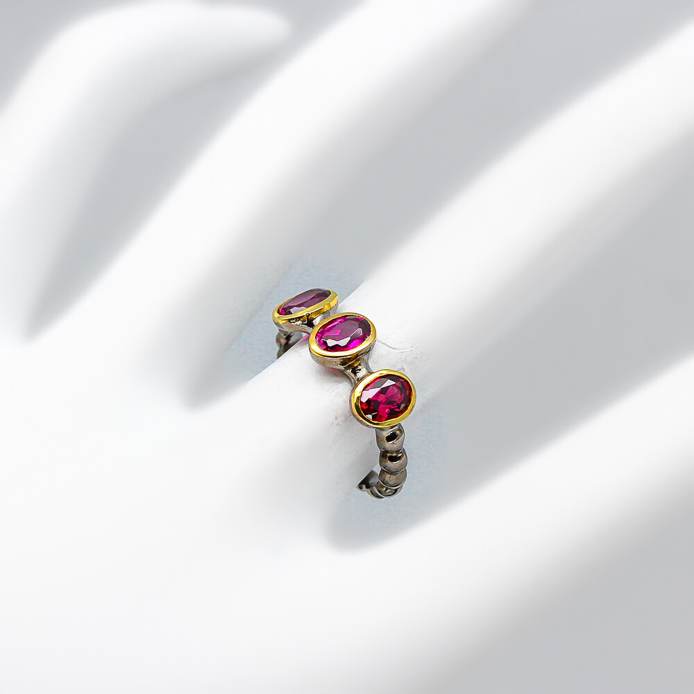 Not Enhanced Natural Rhodolite Silver Ring 925 Sterling /RVS185