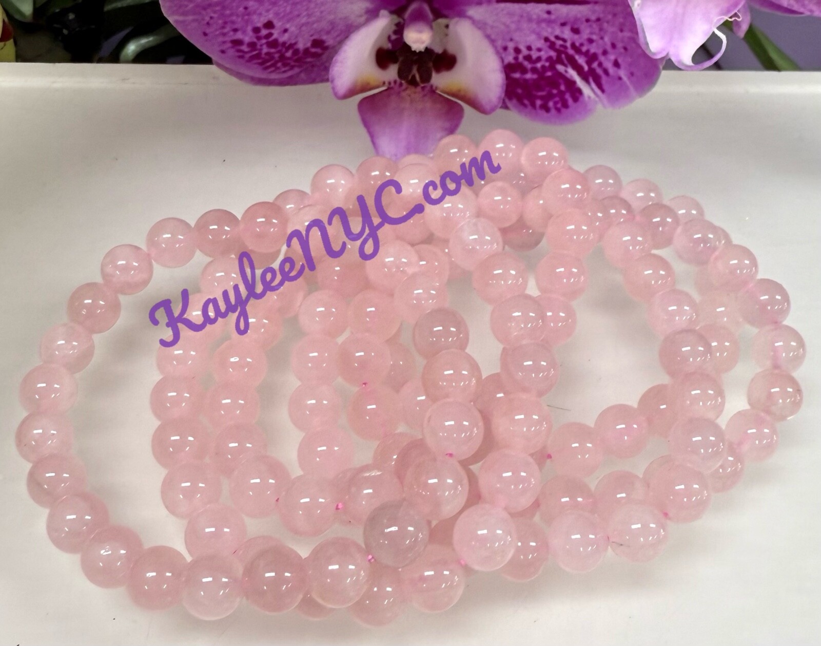 Wholesale 6 Pcs Natural Rose Quartz 8mm 7.5” Crystal Healing Stretch Bracelet