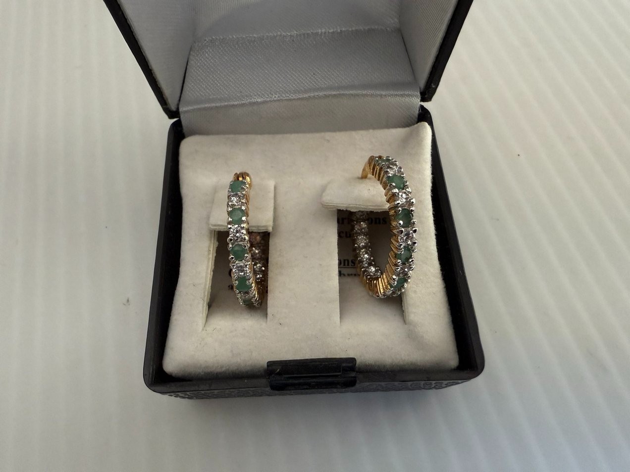 STI Genuine Emerald and Cubic Zirconia Set Necklace, Ring, Earrings and Bangle
