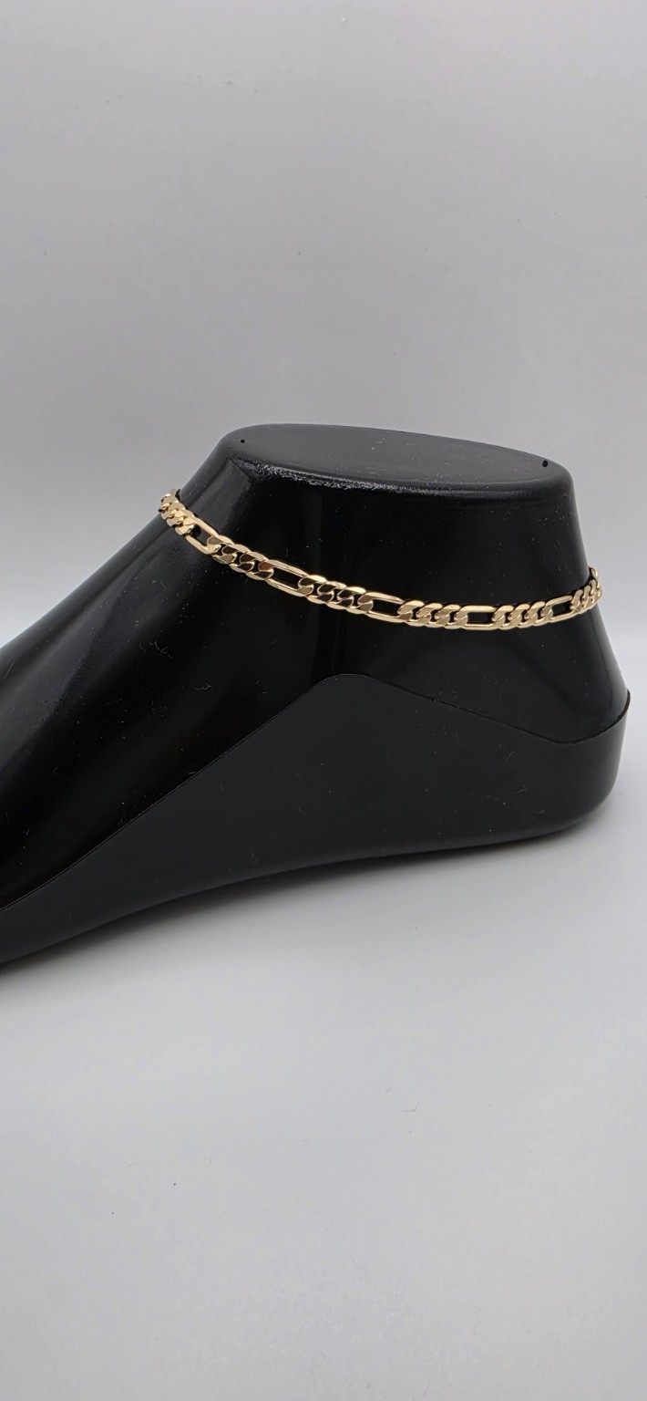 14K Gold Filled Figaro Anklet 10″ 5mm 3-in-1 Style Ankle Bracelet for Women…