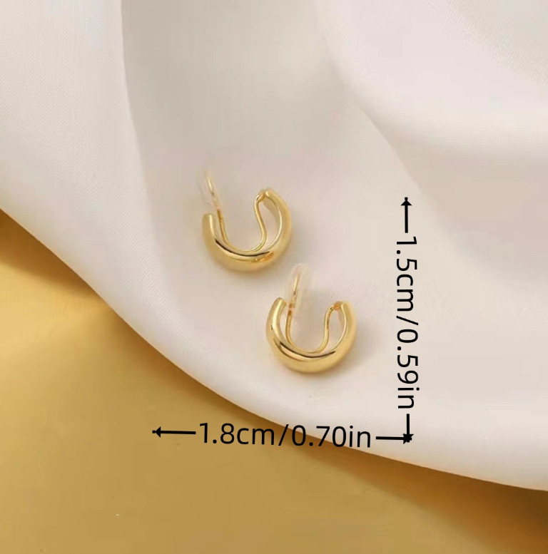 C-shaped Geometric Texture Incense Stand Clip Earrings Women Without Piercing A8