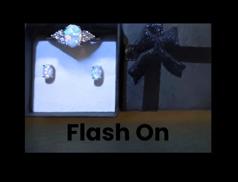 Exquisite White Fire Opal CZ Ring Size 9.5 & Earrings Set