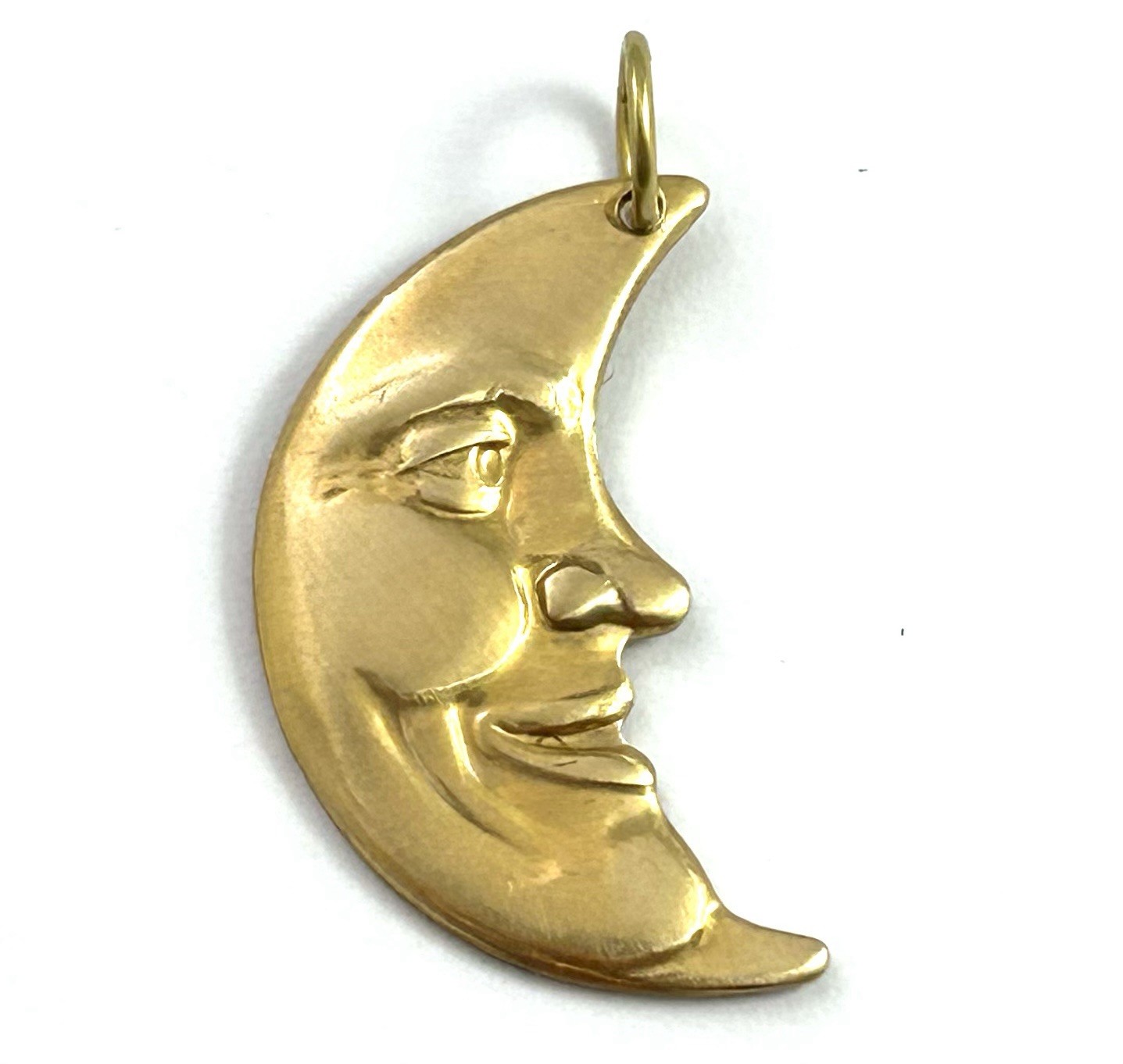 Crescent Moon Charm Moon Pendant Man On The Moon Face Celestial Jewelry Brass