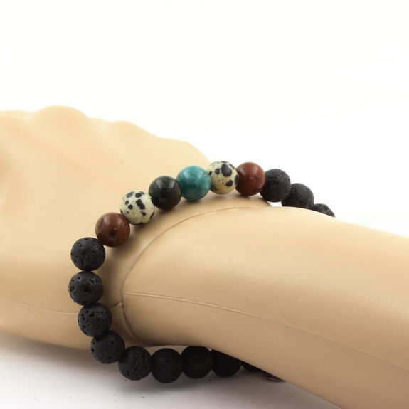 Emerald Bead Bracelet From Zambia + Mahogany Obsidian + Jasper Made In Fr