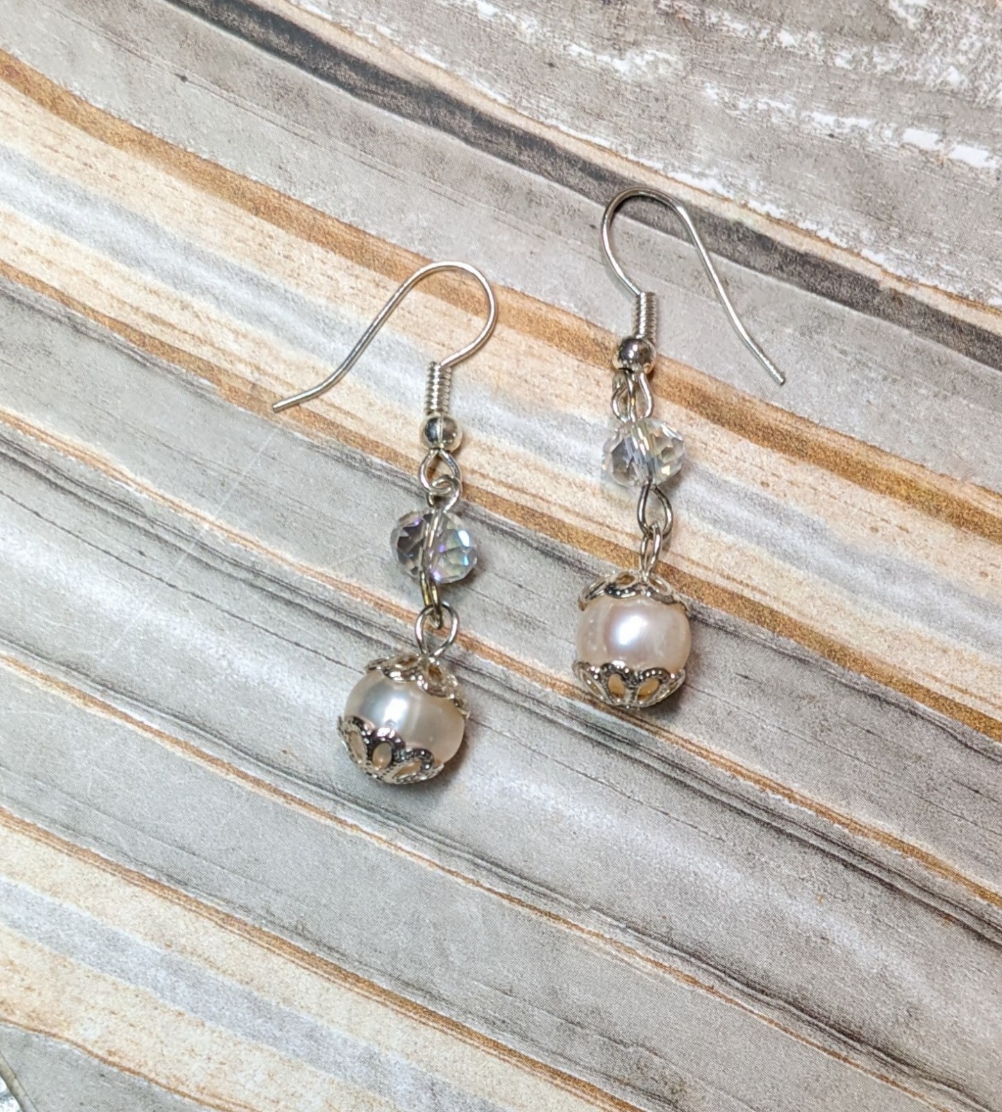 Freshwater Pearl Earrings Dangle 6 pairs White Pink Gray Elegant Everyday Wear