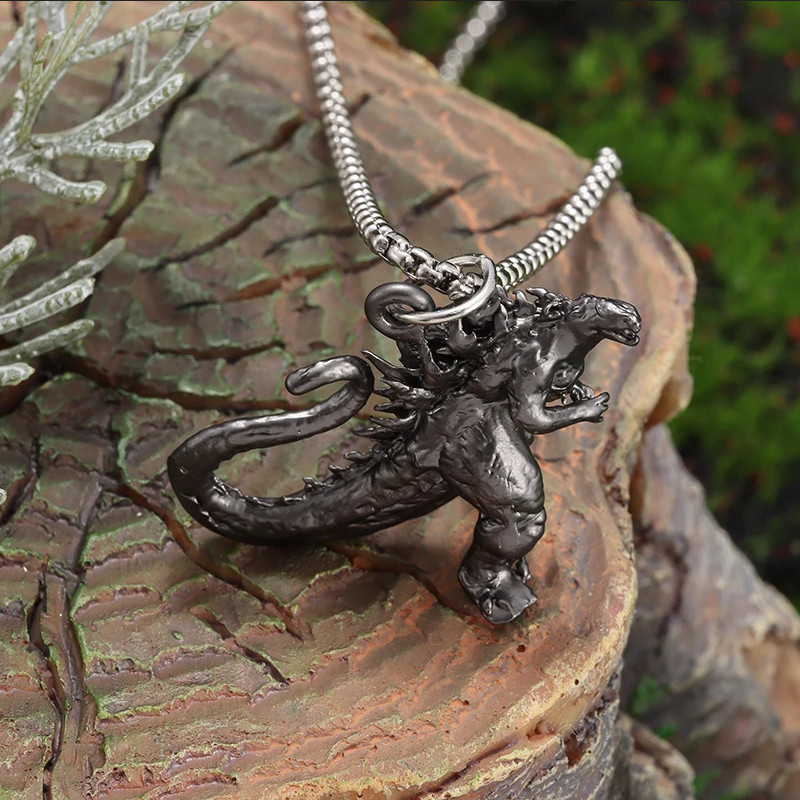 Godzilla Monster Jewelry Black Steel Sexy Dinosaur Movie Pendant Necklace