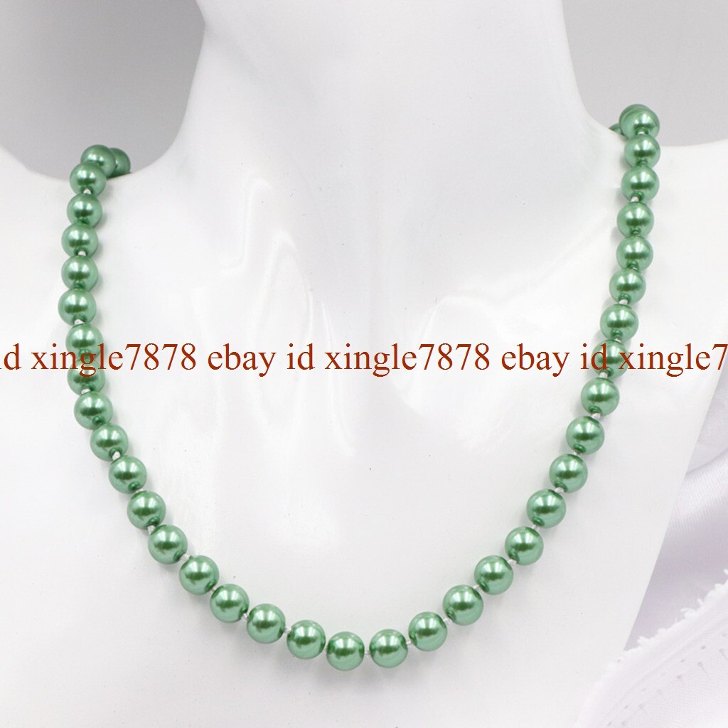Natural 8MM 10MM 12MM South Sea Shell Pearl Round Beads Necklace 20″