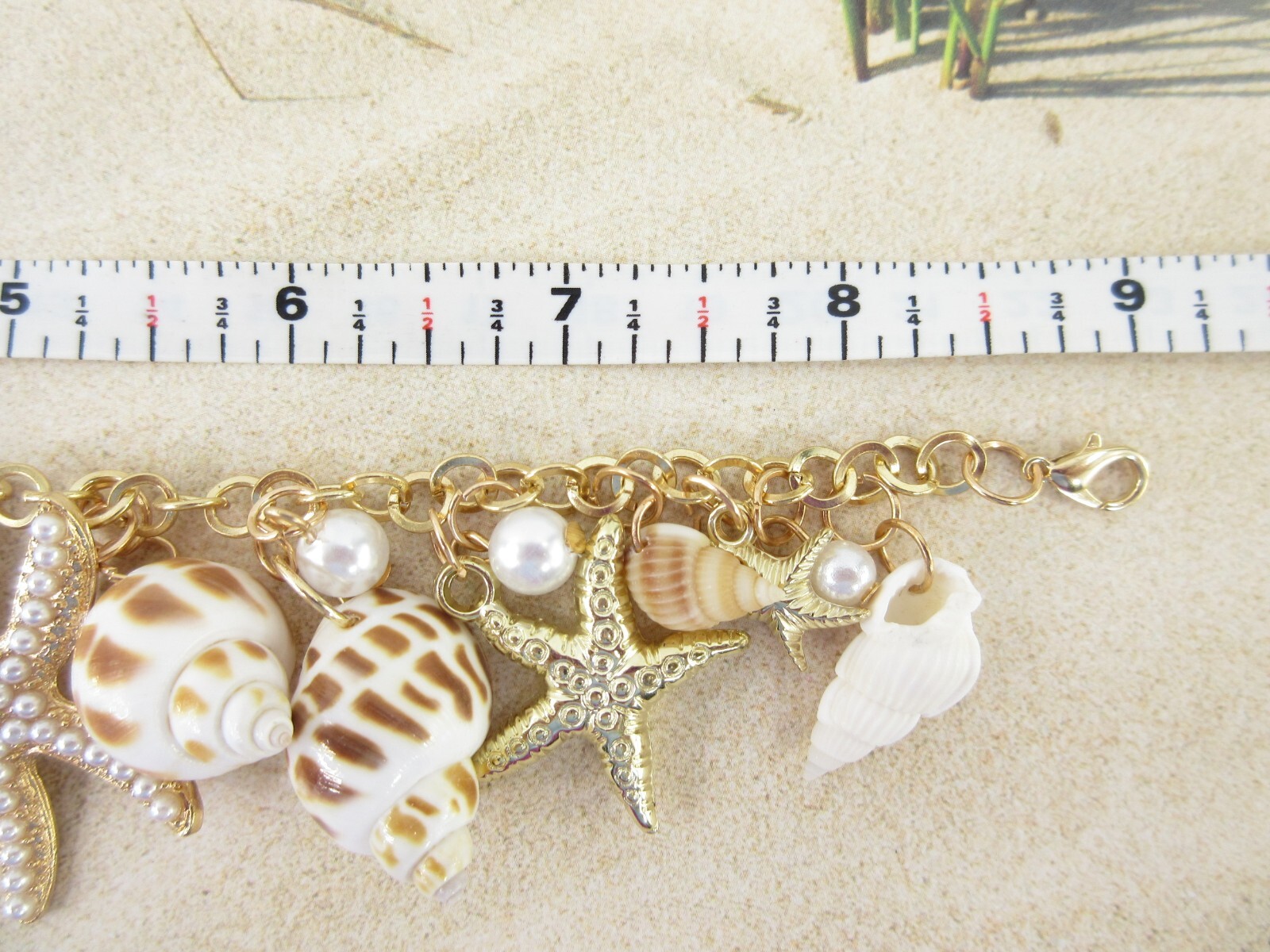 Starfish Seashell Bracelet Pearls Nautical Statement Jewelry Beach Charms NEW