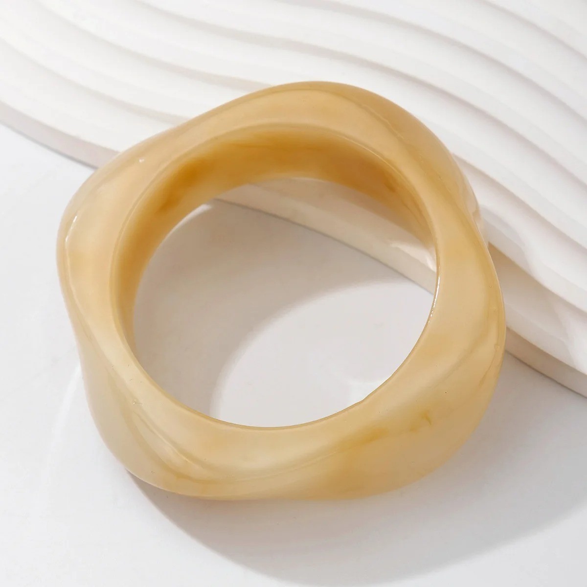 Vintage Punk Brown Coffee Thick Resin Acrylic Bangles Geometric Irregular Design