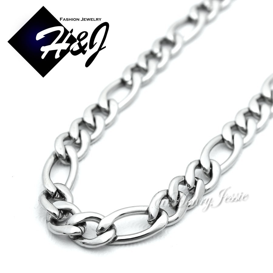 24″MEN Stainless Steel 2mm Silver Figaro Chain Necklace Small Cross Pendant*P67