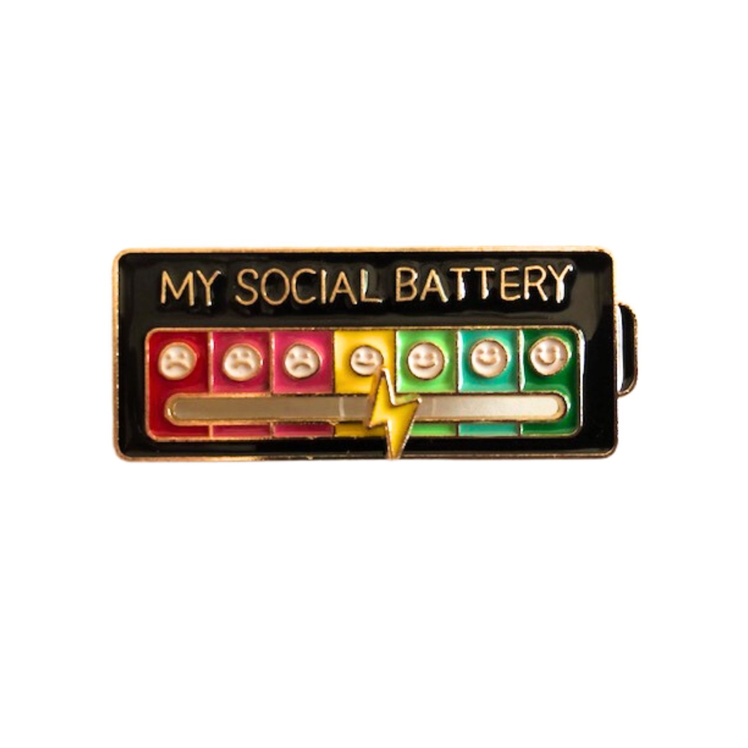 Social Battery Enamel Pin, USA SELLER Anxiety Sliding Mood Interactive Pin