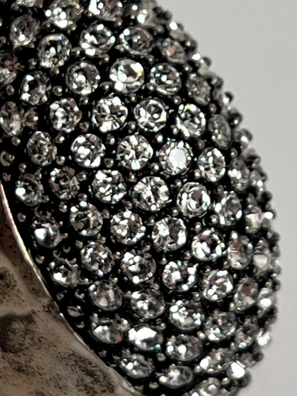 NIB Saint Laurent YSL Crystal Egg Molten Silver Brass Dome Cocktail Ring 7 $895