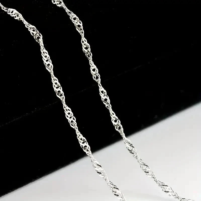 20 Inch Fashion 925 Sterling Silver 2mm Water Wave Necklace Link Chain Women New