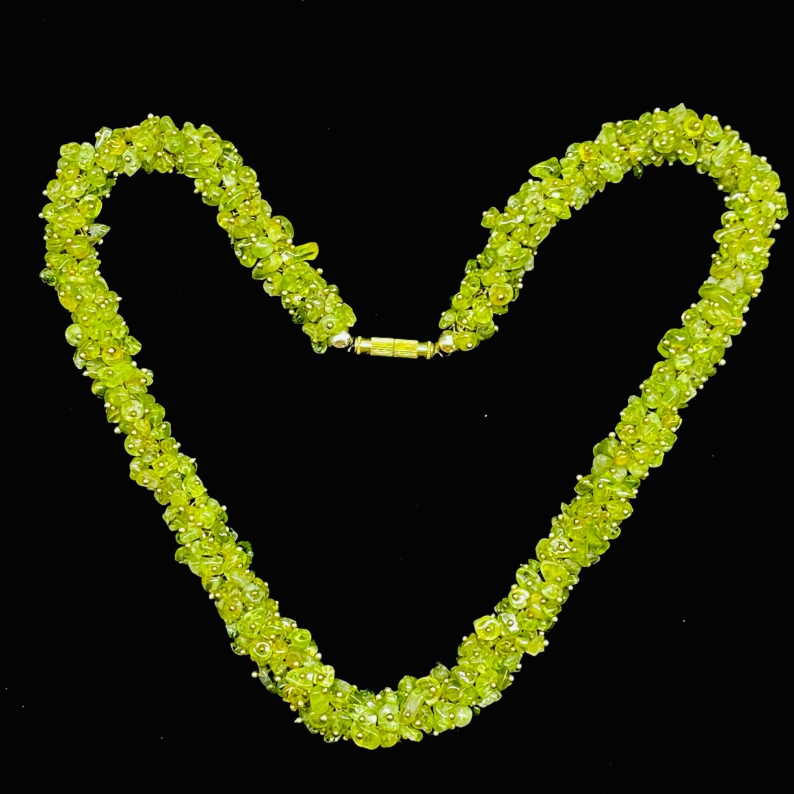 18″ Single Strand Natural Peridot Necklace Sparkling Untreated Rough Chips Beads