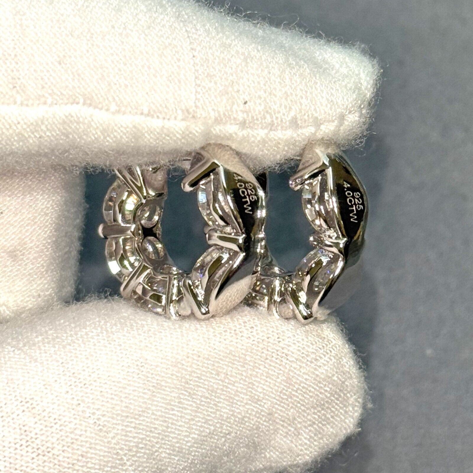 8.00 CTW Jumbo VVS1 Moissanite Hoop Earrings Huggies 20mm – 925 Silver