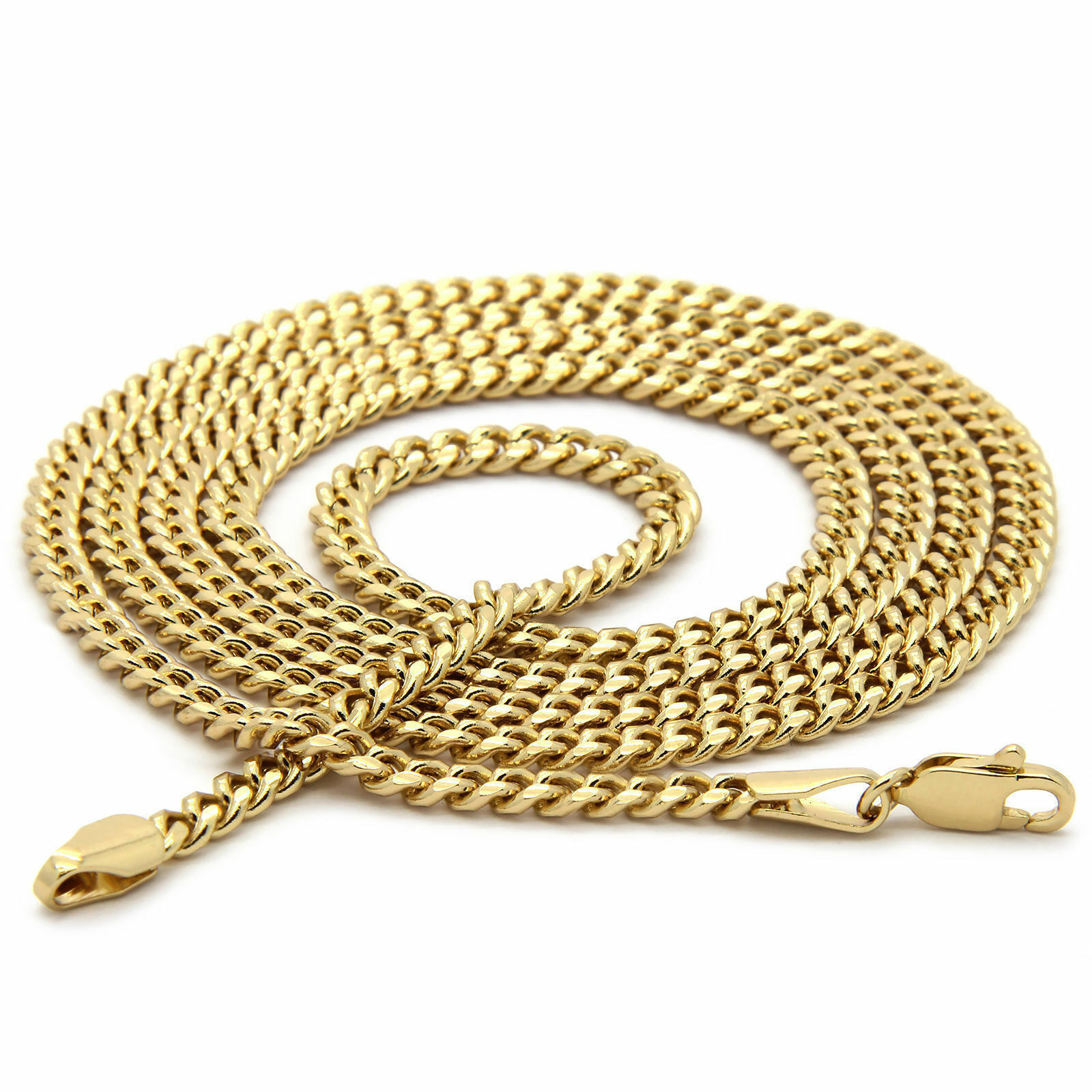Alphabet Letter Pendant 3mm 24″,27″ & 30″ Cubic-Zirconia Cuban Chain Gold Plated