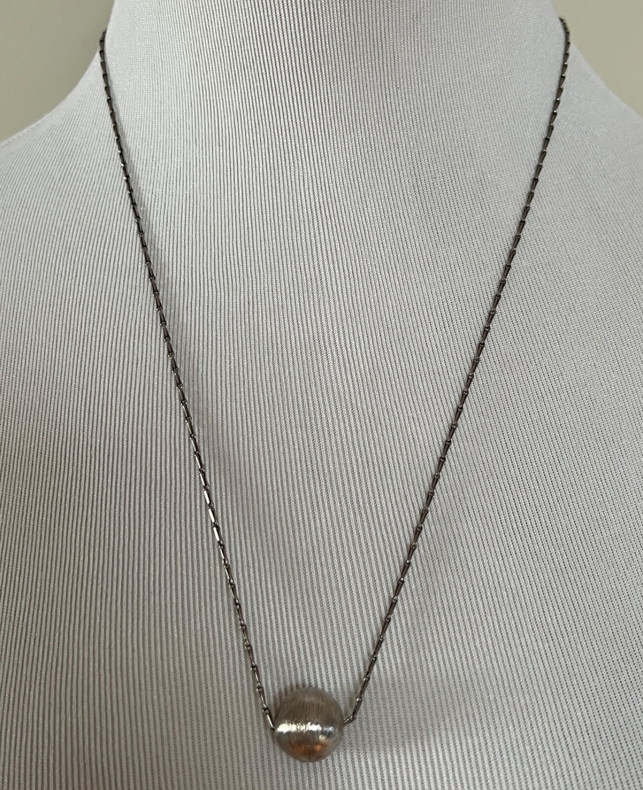 NIB Saint Laurent YSL Spherical Ball Pendant Silver Brass Chain Necklace $695