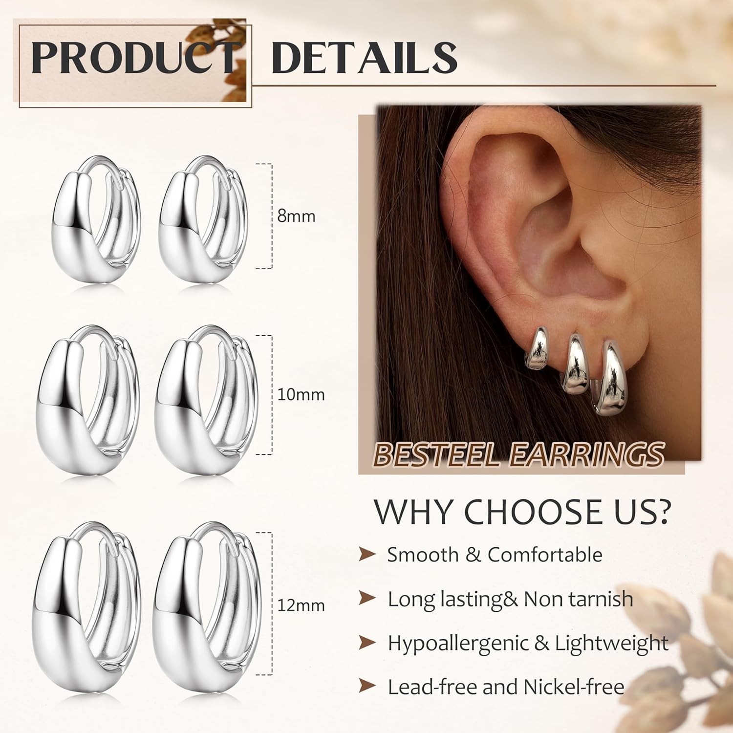 Lightweight & Stylish 14K Gold Plated Small Hoops – Perfect for Everyday Wear