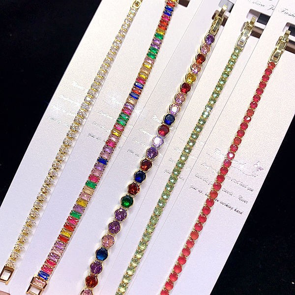 10PCS Bohemian Bracelet For Women Layered Dopamine Colorful Zircon Gift