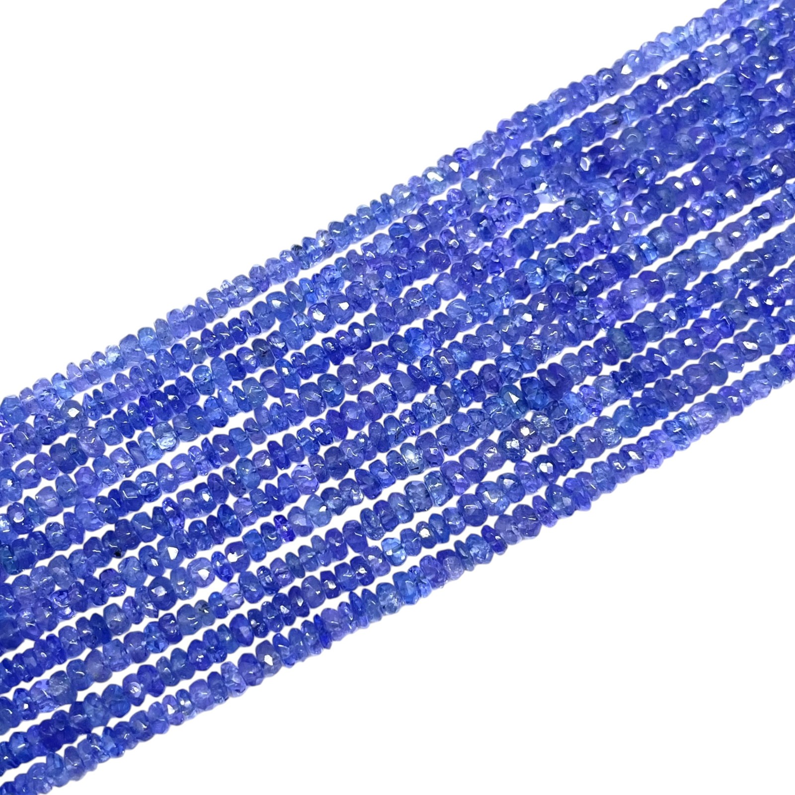18″ Natural Tanzanite Necklace 3-4.5mm Top Quality Faceted Vibrant Blue Beads
