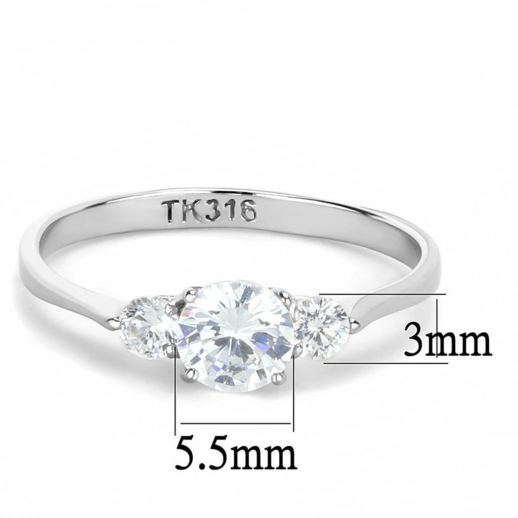 TK3431 – High polished (no plating) Stainless Steel Ring with AAA Grade CZ in