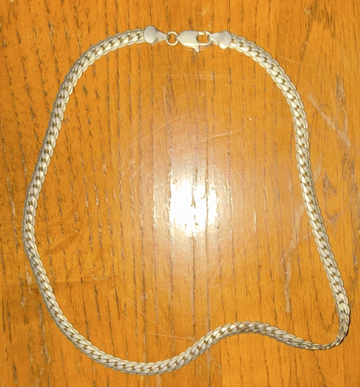 Silver Tone Rope Chain Necklace, Metal Chain Style, Lobster Clasp, No Stone