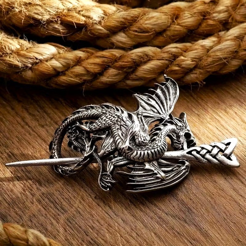 Viking Dragon Hair clip Hair Band Ponytail Holder Women/Men Metal Alloy